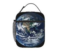 Borsa termica per il pranzo per donne e uomini, borsa termica riutilizzabile borsa termica blu marmo terra borsa per il pranzo per lavoro picnic