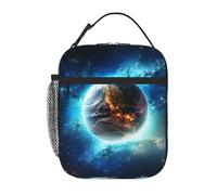 Borsa termica per il pranzo per donne e uomini, borsa termica riutilizzabile borsa termica blu terra nello spazio borsa per il pranzo per il lavoro picnic