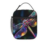 Borsa termica per il pranzo per donne e uomini, borsa termica riutilizzabile borsa termica colorata libellula arte borsa per il pranzo per il lavoro picnic
