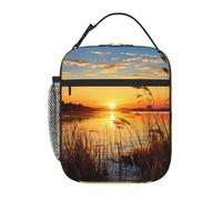 Borsa termica per il pranzo per donne e uomini, borsa termica riutilizzabile, borsa termica con canne vicino al fiume, borsa per il pranzo per lavoro e picnic