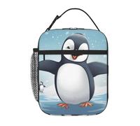 Borsa termica per il pranzo per donne e uomini, borsa termica riutilizzabile, borsa termica con pinguino felice, borsa per il pranzo per il lavoro e picnic