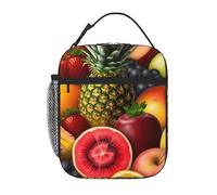 Borsa termica per il pranzo per donne e uomini, borsa termica riutilizzabile borsa termica fresca frutta succosa ananas bacche anguria uva arancione borsa per il pranzo per lavoro picnic