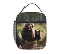 Borsa termica per il pranzo per donne e uomini, borsa termica riutilizzabile borsa termica madre orsi marroni proteggere i cuccioli Borsa per il pranzo per il lavoro Picnic
