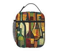 Borsa termica per il pranzo per donne e uomini, borsa termica riutilizzabile, borsa termica per bottiglia di vino, borsa per il pranzo artistica per il lavoro e picnic