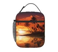 Borsa termica per il pranzo per donne e uomini, borsa termica riutilizzabile, borsa termica per il pranzo con palme tramonto borsa per il pranzo per lavoro picnic