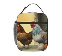 Borsa termica per il pranzo per donne e uomini, borsa termica riutilizzabile, borsa termica per il pranzo con polli italiani, borsa tote per il lavoro e picnic