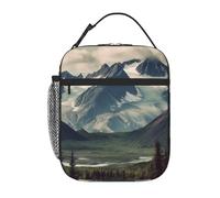 Borsa termica per il pranzo per donne e uomini, borsa termica riutilizzabile, borsa termica per il pranzo con montagne dell'Alaska, borsa tote per il lavoro e picnic