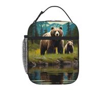 Borsa termica per il pranzo per donne e uomini, borsa termica riutilizzabile, borsa termica per il pranzo con fiume orso mamma borsa per il pranzo per lavoro picnic