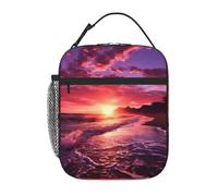 Borsa termica per il pranzo per donne e uomini, borsa termica riutilizzabile, borsa termica rosa, spiaggia, tramonto, borsa per il pranzo per lavoro e picnic