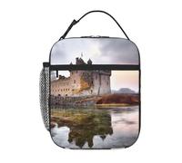 Borsa termica per il pranzo per donne e uomini, borsa termica riutilizzabile con castello vicino al lago pietre borsa per il pranzo per lavoro picnic