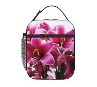Borsa termica per il pranzo per donne e uomini, borsa termica riutilizzabile, con fiori di giglio rosa, borsa per il pranzo per lavoro e picnic