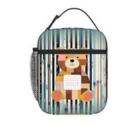 Borsa termica per il pranzo per donne e uomini, borsa termica riutilizzabile con orso e codice a barre, borsa per il pranzo per il lavoro e picnic