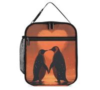 Borsa termica per il pranzo per donne e uomini, borsa termica riutilizzabile, due pinguini innamorati, borsa per il pranzo per il lavoro