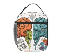 Borsa termica per il pranzo per donne e uomini, borsa termica riutilizzabile, funzione cerebrale sinistra e destra, borsa per il pranzo per il lavoro e picnic