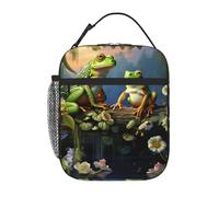 Borsa termica per il pranzo per donne e uomini, borsa termica riutilizzabile, molte rane cantano sui rami Summer Butterflies Lake Water Lunch Bag per lavoro picnic