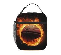 Borsa termica per il pranzo per donne e uomini, borsa termica riutilizzabile, per bruciare immagini di basket, borsa per il pranzo per lavoro e picnic