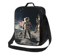 Borsa termica per il pranzo, per donne e uomini, con astronauta che atterrano sulla luna, riutilizzabile, a prova di perdite, con tracolla regolabile, per lavoro, viaggi, attività all'aperto
