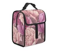 Borsa termica per il pranzo per donne e uomini, con diversi fiori rossi, borsa per il pranzo per il lavoro