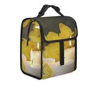 Borsa termica per il pranzo per donne e uomini, con farfalla gialla con candele bianche, borsa per il pranzo per lavoro