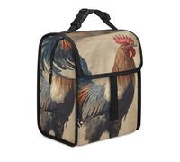 Borsa termica per il pranzo per donne e uomini, con gallo che cammina sul pranzo, borse tote per lavoro