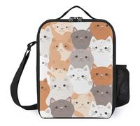 Borsa termica per il pranzo, per donne e uomini, con gatti arancioni, riutilizzabile, per lavoro e ufficio
