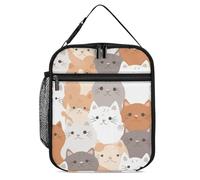 Borsa termica per il pranzo, per donne e uomini, con gatti arancioni, riutilizzabile, per ufficio e campeggio