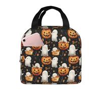 Borsa termica per il pranzo per donne e uomini, con graziosa stampa fantasma di Halloween, piccola borsa termica per il pranzo, per donne, adulti, borsa termica per lavoro, viaggi, palestra, con tasca