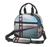Borsa termica per il pranzo, per donne e uomini, con motivo San Francisco Golden Gate Bridge, riutilizzabile, a prova di perdite, con tracolla regolabile, per lavoro, viaggi, attività all'aperto