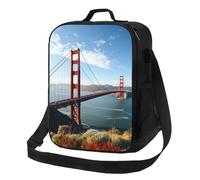Borsa termica per il pranzo, per donne e uomini, con motivo San Francisco Golden Gate Bridge, riutilizzabile, a prova di perdite, con tracolla regolabile, per lavoro, viaggi, attività all'aperto
