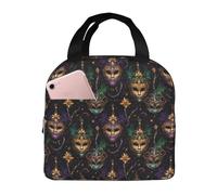 Borsa termica per il pranzo per donne e uomini, con motivo viola in maschera, piccola borsa termica per il pranzo, per donne, adulti, borsa termica per lavoro, viaggi, palestra, con tasca frontale da