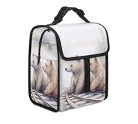 Borsa termica per il pranzo per donne e uomini, con orso sui binari del treno, borse per il pranzo per il lavoro