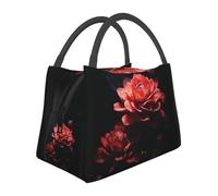 Borsa termica per il pranzo per donne e uomini, con rose al buio, riutilizzabile, per lavoro, ufficio, viaggi