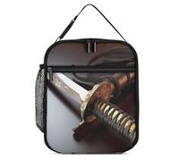 Borsa termica per il pranzo, per donne e uomini, con spada samurai giapponese, borsa per il pranzo, riutilizzabile, per ufficio e campeggio