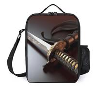 Borsa termica per il pranzo, per donne e uomini, con spada samurai giapponese, borsa per il pranzo, riutilizzabile, per lavoro e ufficio