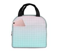 Borsa termica per il pranzo per donne e uomini, con stampa a griglia ombré, grande capacità, a prova di perdite, riutilizzabile, per lavoro, ufficio, picnic, viaggi