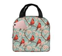 Borsa termica per il pranzo per donne e uomini, con stampa cardinale rosso su ramo, borsa termica per il pranzo, grande capacità, a prova di perdite, riutilizzabile, per lavoro, ufficio, picnic