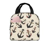 Borsa termica per il pranzo, per donne e uomini, con stampa di ancora, grande capacità, a prova di perdite, riutilizzabile, per lavoro, ufficio, picnic, viaggi