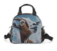 Borsa termica per il pranzo per donne e uomini, con stampa di capra blu, a prova di perdite, riutilizzabile, isolata, portatile, per lavoro, ufficio, picnic
