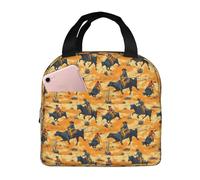 Borsa termica per il pranzo per donne e uomini, con stampa di cowboy occidentali che cavalcano tori piccoli, borsa termica per adulti, borsa termica per lavoro, viaggi, palestra, con tasca frontale da