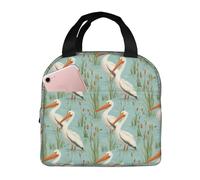 Borsa termica per il pranzo per donne e uomini, con stampa di gabbiani sul fiume, piccola borsa termica per il pranzo, per donne, adulti, borsa termica per lavoro, viaggi, palestra, con tasca frontale