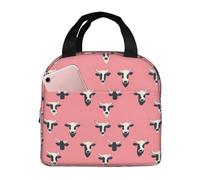 Borsa termica per il pranzo per donne e uomini, con stampa di mucca, piccola borsa per il pranzo, da donna, per adulti, borsa termica per lavoro, viaggi, palestra, con tasca frontale da 20,3 x 12,7 cm