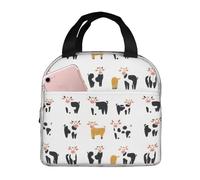 Borsa termica per il pranzo per donne e uomini, con stampa di mucca, piccola borsa termica per il pranzo, per donne, adulti, borsa termica per lavoro, viaggi, palestra, con tasca frontale da 20,3 x