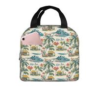 Borsa termica per il pranzo per donne e uomini, con stampa di scena hawaiana sulla spiaggia, piccola borsa termica per donne, adulti, borsa termica per lavoro, viaggi, palestra, con tasca frontale da