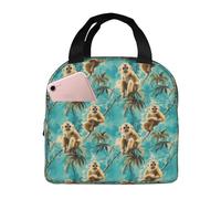 Borsa termica per il pranzo per donne e uomini, con stampa di scimmie tropicali, piccola borsa termica per donne, adulti, borsa termica per lavoro, viaggi, palestra, con tasca frontale da 20,3 x 12,7