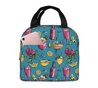 Borsa termica per il pranzo per donne e uomini, con stampa di succhi di frutta estivi, piccola borsa termica per donne, adulti, borsa termica per lavoro, viaggi, palestra, con tasca frontale da 20,3 x