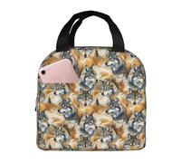 Borsa termica per il pranzo per donne e uomini, con stampa di testa di lupo nel bosco, piccola borsa termica per il pranzo, borsa termica per lavoro, viaggi, palestra, con tasca frontale da 20,3 x