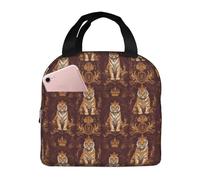 Borsa termica per il pranzo per donne e uomini, con stampa di tigre dorata, borsa termica per il pranzo, grande capacità, a prova di perdite, riutilizzabile, per lavoro, ufficio, picnic, viaggi