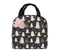 Borsa termica per il pranzo per donne e uomini, con stampa fantasma di Halloween, piccola borsa per il pranzo da donna, per adulti, borsa termica per lavoro, viaggi, palestra, con tasca frontale da