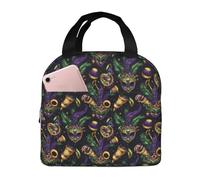 Borsa termica per il pranzo per donne e uomini, con stampa gotica in maschera, piccola borsa termica per il pranzo, per donne, adulti, borsa termica per lavoro, viaggi, palestra, con tasca frontale da
