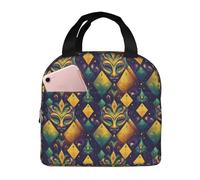 Borsa termica per il pranzo per donne e uomini, con stampa in maschera gialla e verde, borsa termica per il pranzo, grande capacità, a prova di perdite, riutilizzabile, per lavoro, ufficio, picnic